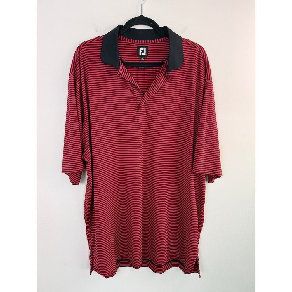 FootJoy Performance Golf Polo XL Red Black Striped Moisture‑Wickingnce Golf